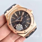 Replica Audemars Piguet Royal Oak 15400 Jf Factory Leather Strap Black Dial (2)