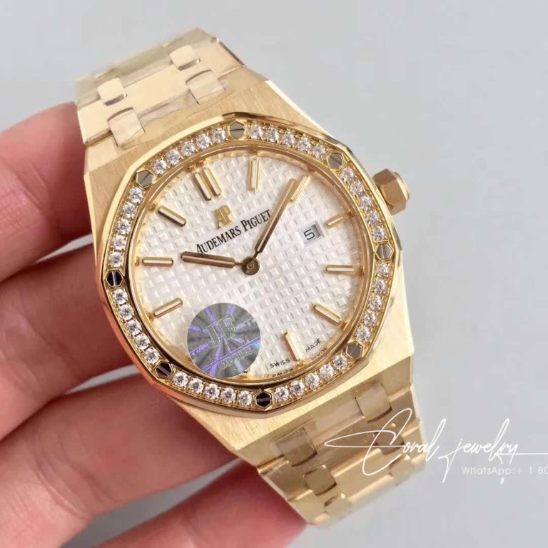 Replica Audemars Piguet Royal Oak Quartz 67651ba.zz.1261ba.01 Jf Factory Yellow Gold Diamond (2)