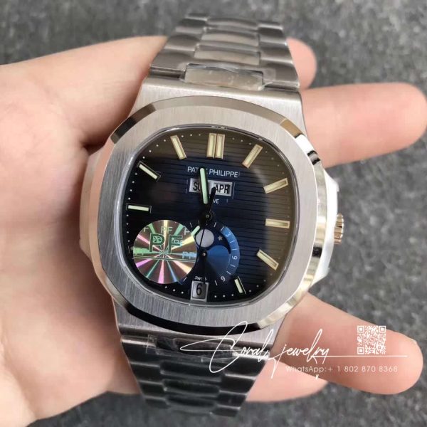 Replica Patek Philippe Nautilus 57261a 014 Pf Factory Moonphase Blue Gradient Black Dial (1)