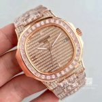 Replica Patek Philippe Nautilus Jumbo 57191g 001 Rose Gold Diamonds Dial (2)