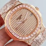 Replica Patek Philippe Nautilus Jumbo 57191g 001 Rose Gold Diamonds Dial (4)