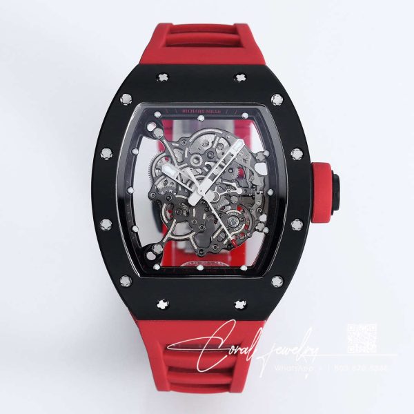 Replica Richard Mille Rm 055 Bbr Factory Red Rubber Strap (1)