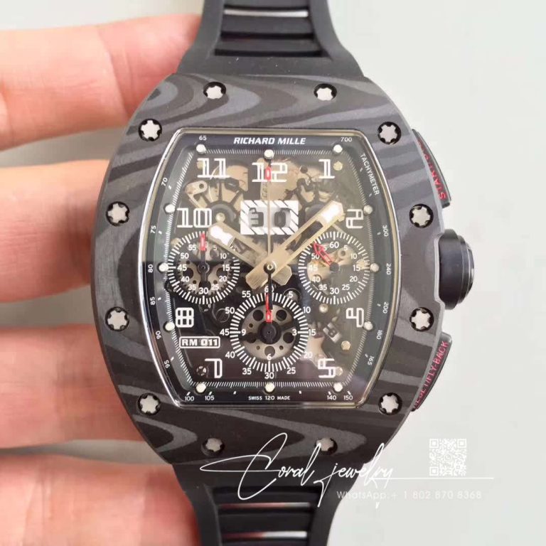 Replica Richard Mille Rm011 Kv Factory Black Rubber Strap (1)