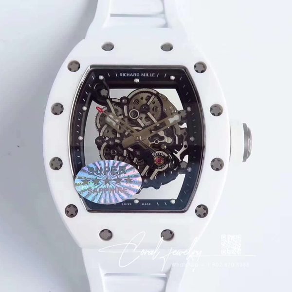 Replica Richard Mille Rm055 Kv Factory V2 White Ceramic Skeleton Dial (1)