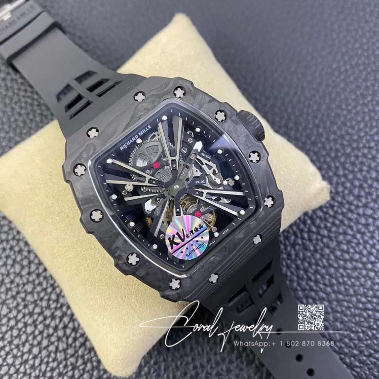 Replica Richard Mille Rm12 01 Tourbillon Kv Factory Black Skeleton Carbon Fiber Dial (2)