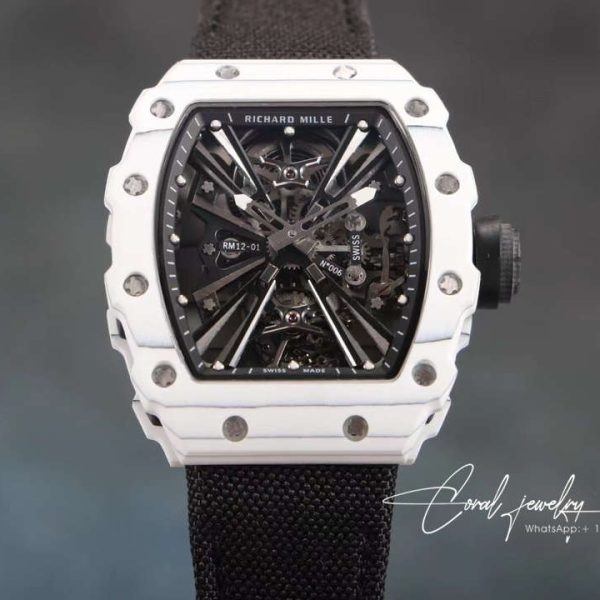 Replica Richard Mille Rm12 01 Tourbillon Rm Factory White Carbon Fiber Bezel (1)