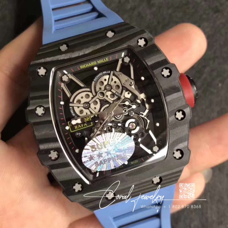 Replica Richard Mille Rm35 02 Kv Factory Blue Rubber Strap (2)