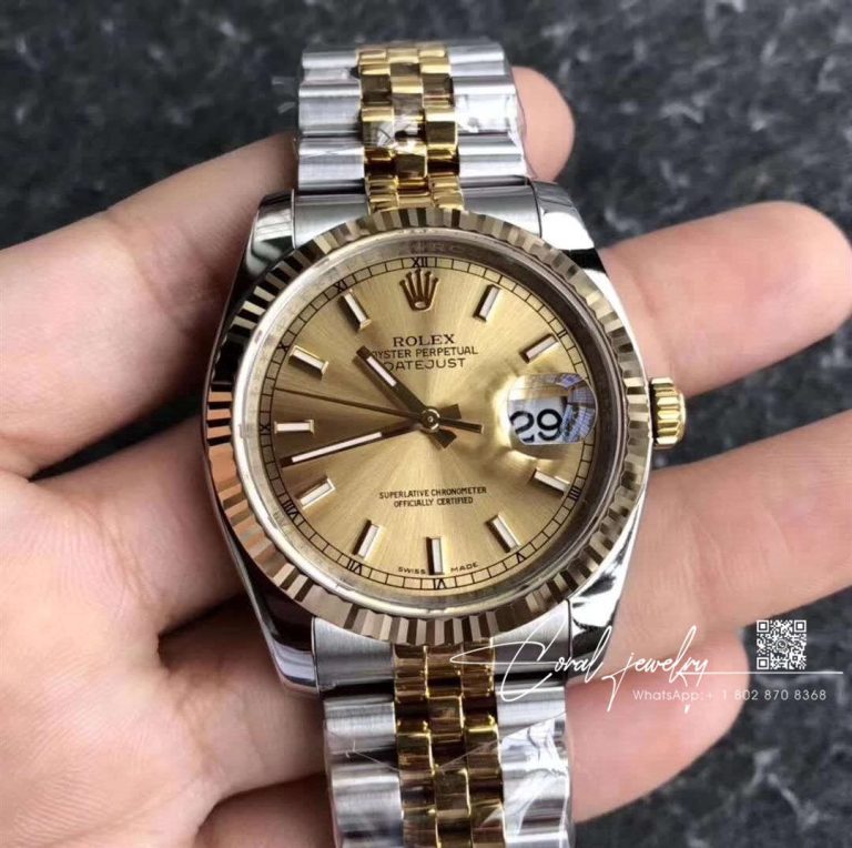 Replica Rolex Datejust 36mm 116233 Ar Factory V2 Champagne Dial (1)