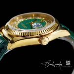 Replica Rolex Day Date 36mm Green Enamel Diamond Gypsophila Gold Dial Watch (7)