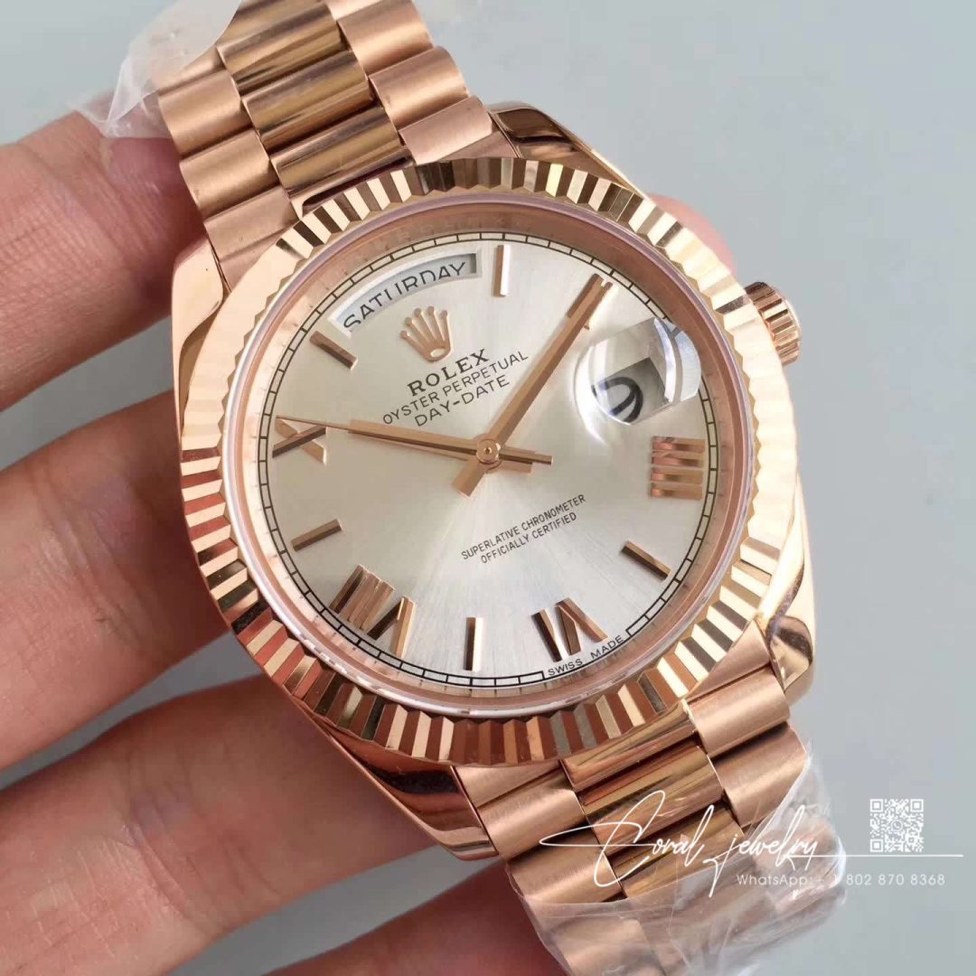 Replica Rolex Day Date 40 228235 Rose Gold 40mm Ew Factory Sundust Dial (2)