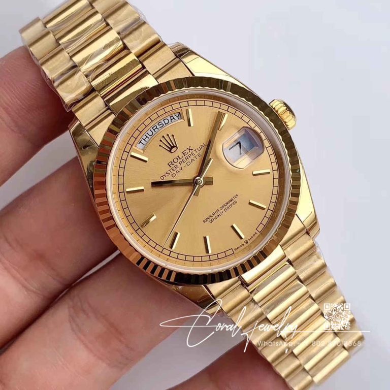 Replica Rolex Day Date M128238 0045 Yellow Gold Ew Factory Champagne Dial (2)