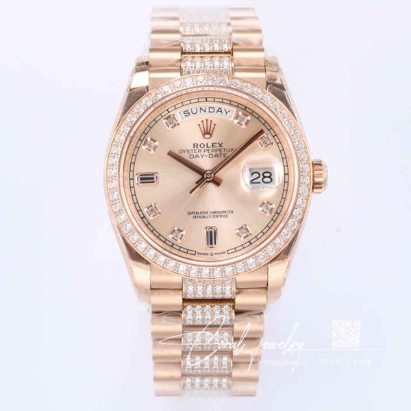 Replica Rolex Day Date M128345rbr 0020 Ew Factory Diamond Set Bezel (1)