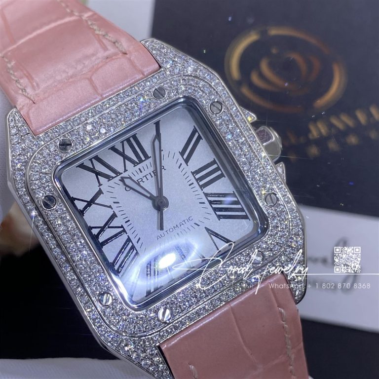 Cartier Santos 100 Automatic Womens Watch Wm501751 Coral (1)