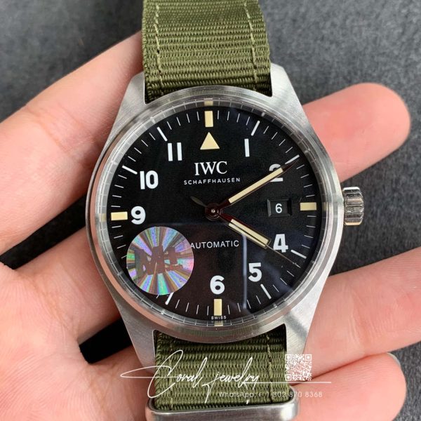 Replica Iwc Pilot Iw327007 M+ Factory Green Strap (1)