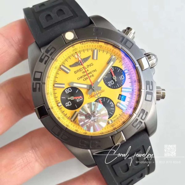 Replica Breitling Chronomat 44 Blacksteel Mb0111c3i531262sm20dsa.2 Gf Factory Yellow Dial (2)