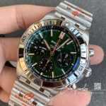 Replica Breitling Chronomat Ab01343a1l1a1 Gf Factory Stainless Steel Green Dial (9)