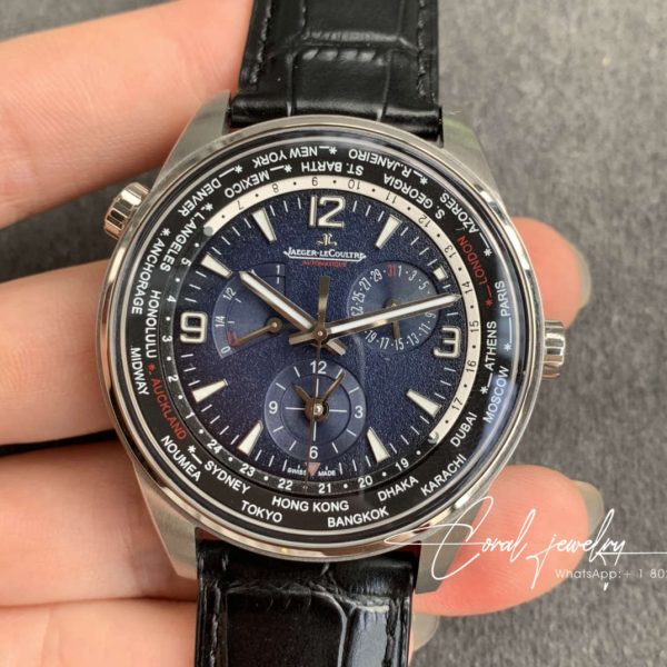 Replica Jaeger Lecoultre Polaris Geographic 904847j 42mm Twa Factory Black Blue Textured Dial (1)