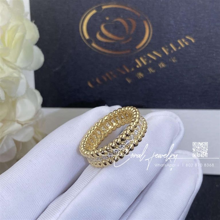 Van Cleef & Arpels Perlée Diamonds Ring, 1 Row Yellow Gold, Diamond Vcarp4e100 (5)