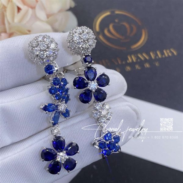 Van Cleef & Arpels Folie Des Prés Earrings White Gold, Diamond, Sapphire Vcarp05g00 (10)