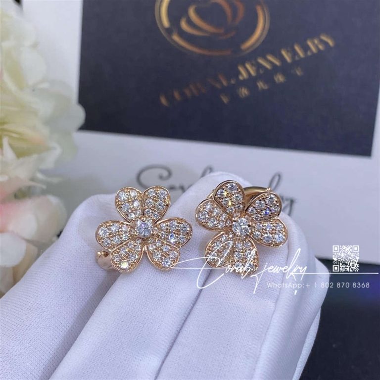 Van Cleef & Arpels Frivole Earrings, Small Model Rose Gold, Diamond Vcarp7rm00 (7)