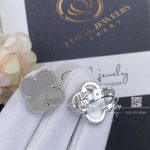 Van Cleef & Arpels Magic Alhambra Earrings 18k White Gold, Mother Of Pearl Vcara43700 (7)