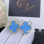 Van Cleef & Arpels Magic Alhambra Earrings 18k Yellow Gold Turquoise Vcarb90200 (5)