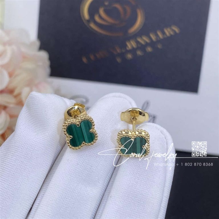 Van Cleef & Arpels Sweet Alhambra Earstuds Yellow Gold, Malachite (2)