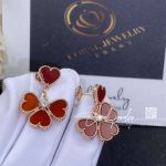 Van Cleef & Arpels Sweet Alhambra Effeuillage Earrings Rose Gold, Carnelian, Diamond Vcarn5pp00 (5)