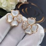 Van cleef & arpels cosmos earrings, small model rose gold, diamond, mother of pearl vcaro5bx00 (5)