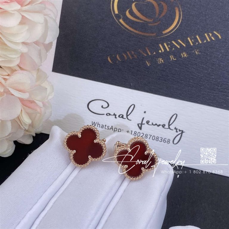 Van Cleef & Arpels Vintage Alhambra Earrings Rose Gold, Carnelian Vcard40400 (1)