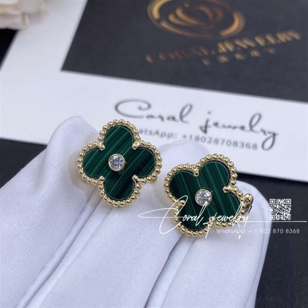 Van Cleef & Arpels Vintage Alhambra Limited Edition Malachite Earrings (1)