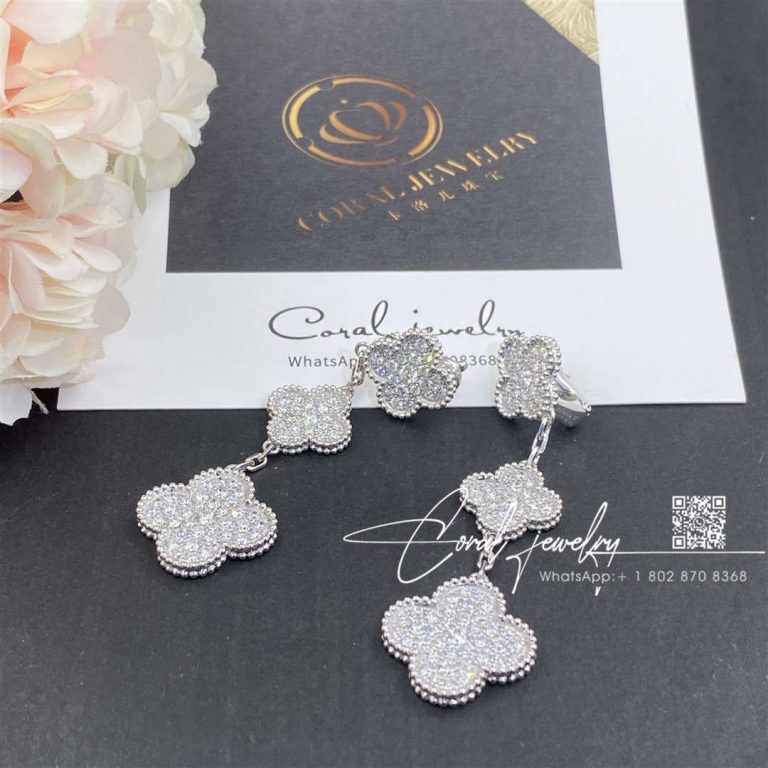 Van Cleef & Arpels Magic Alhambra Earrings, 3 Motifs White Gold, Diamond Vcarn9mr00 (5)