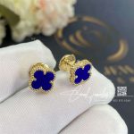 Van Cleef & Arpels Sweet Alhambra Lapis Gold Earrings (4)