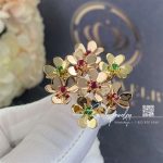 Van Cleef & Arpels Frivole Ring, 8 Flowers Rose Gold, Emerald, Ruby Vcarp7se00 (6)