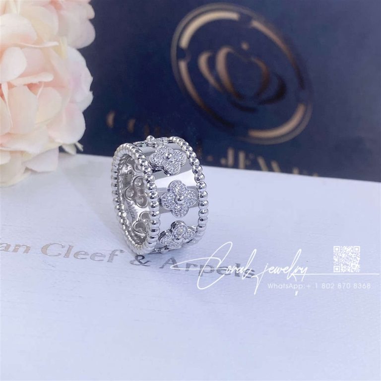 Van Cleef & Arpels Perlée Clovers Ring, White Gold, Diamond Vcaro9lp00 (2)