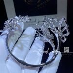 Van Cleef & Arpels Flying Butterfly Hinged Bangle Cuff Bracelet Set In 18k White Gold (11)