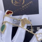 Van Cleef & Arpels Lucky Alhambra Bracelet, 4 Motifs Yellow Gold, Carnelian, Malachite, Mother Of Pearl, Tiger Eye Vcard79600 (6)