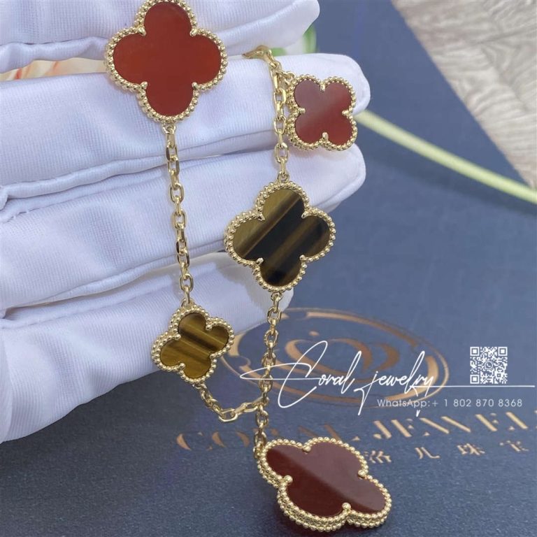 Van Cleef & Arpels Magic Alhambra Carnelian Tiger Eye 5 Motifs Magic Alhambra Bracelet (2)