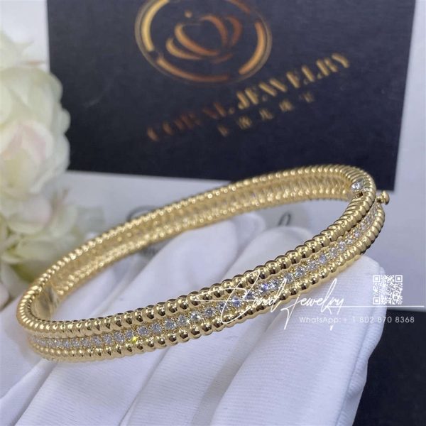 Van Cleef & Arpels Perlée Diamonds Bracelet, 1 Row, Yellow Gold, Diamond Vcarp27c00 (2)