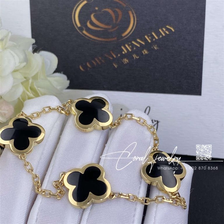 Van Cleef & Arpels Pure Alhambra Bracelet, 4 Motifs Yellow Gold, Onyx Vcarb13400 (5)