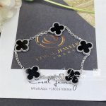 Van Cleef & Arpels Vintage Alhambra 5 Motif 18k White Gold Onyx Bracelet (1)