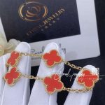 Van cleef & arpels vintage alhambra 5 motif 18k yellow gold coral bracelet (5)