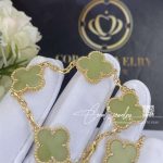 Van Cleef & Arpels Vintage Alhambra 5 Motif 18k Yellow Gold Jade Bracelet (3)