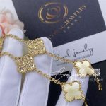 Van Cleef & Arpels Vintage Alhambra Bracelet, 5 Motifs 18k Yellow Gold, Diamond, Golden Mother Of Pearl (9)