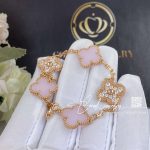 Van Cleef & Arpels Vintage Alhambra Bracelet, 5 Motifs Rose Gold, Diamond, Pink Opal (6)