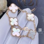 Van Cleef & Arpels Vintage Alhambra Bracelet, 5 Motifs Rose Gold, Mother Of Pearl Vcara41800 (16)