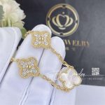 Van Cleef & Arpels Vintage Alhambra Bracelet, 5 Motifs Yellow Gold, Diamond, Mother Of Pearl (2)