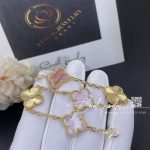 Van Cleef & Arpels Vintage Alhambra Bracelet, 5 Motifs Yellow Gold Guilloché And Pink Mother Of Pearl (1)