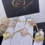 Van Cleef & Arpels Vintage Alhambra Bracelet, 5 Motifs Yellow Gold Guilloché And Pink Mother Of Pearl (6)