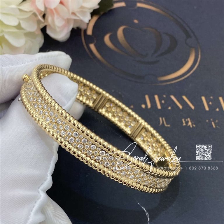 Van Cleef & Arpels Perlée Diamonds Bracelet, 3 Rows, Yellow Gold, Diamond Vcarp5dp00 (2)